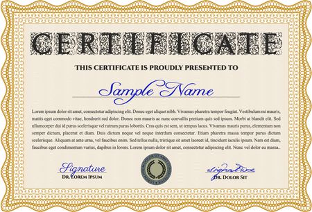 Orange Diploma template or certificate template. Vector pattern that is used in money and certificate. With quality background. Beauty design. 