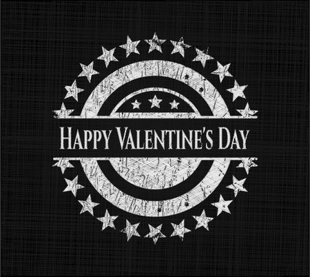 Happy Valentine's Day chalkboard emblem written on a blackboard