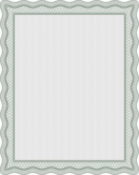 Green Diploma template or certificate template. Vector pattern that is used in money and certificate. With quality background. Beauty design. 
