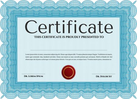 Light blue Diploma template or certificate template. Vector pattern that is used in money and certificate. With quality background. Beauty design. 
