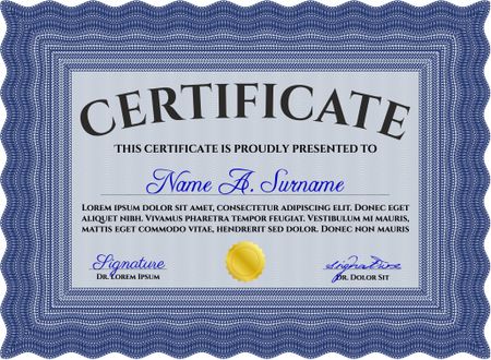 Blue Diploma template or certificate template. Vector pattern that is used in money and certificate. With quality background. Beauty design. 