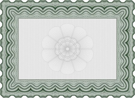 Certificate template or diploma template. Complex background. Superior design. Vector pattern that is used in currency and diplomas.Green color.