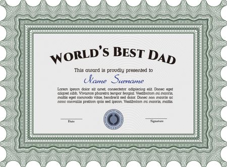 Best Dad Award Template. Artistry design. With complex linear background. Vector illustration. 