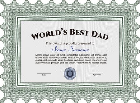 Best Dad Award Template. Artistry design. With complex linear background. Vector illustration.