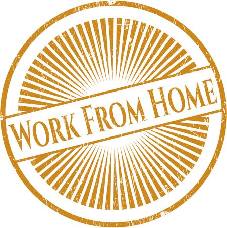 Work From Home rubber stamp with grunge texture