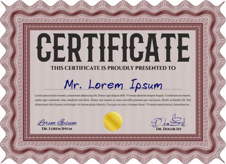 Red Certificate template or diploma template. Superior design. Complex background. Vector pattern that is used in currency and diplomas.