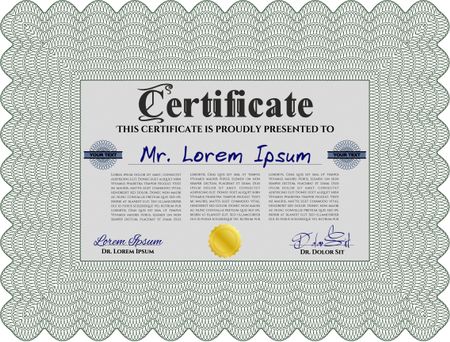 Green Sample Certificate. With quality background. Artistry design. Vector pattern that is used in money and certificate. 