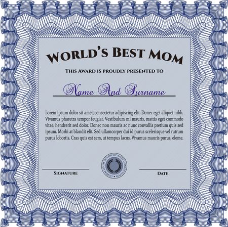 World's Best Mom Award Template. With background. Cordial design. Customizable, Easy to edit and change colors. 