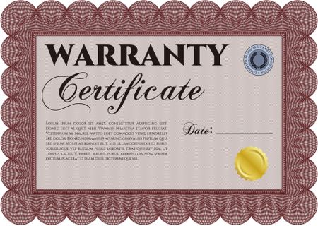 Warranty template. With background. Cordial design. Customizable, Easy to edit and change colors. 