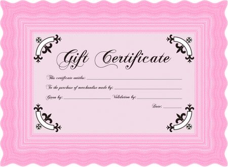 Gift certificate template. Superior design. With quality background. Border, frame.