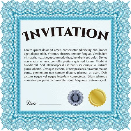 Invitation. Detailed. Nice design. Printer friendly.