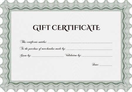 Retro Gift Certificate template. Beauty design. Border, frame. With linear background. 