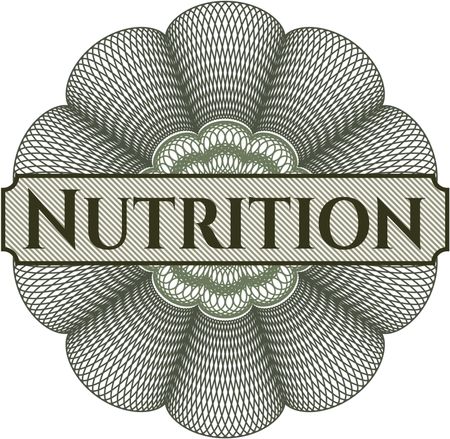 Nutrition inside money style emblem or rosette