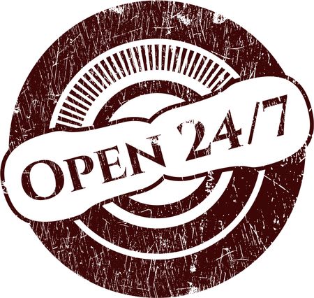 Open 24/7 grunge style stamp