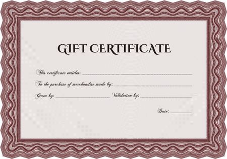 Gift certificate template. Easy to print. Nice design. Detailed. 