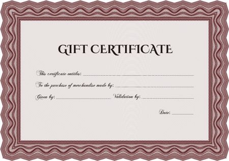 Gift certificate template. Easy to print. Nice design. Detailed.