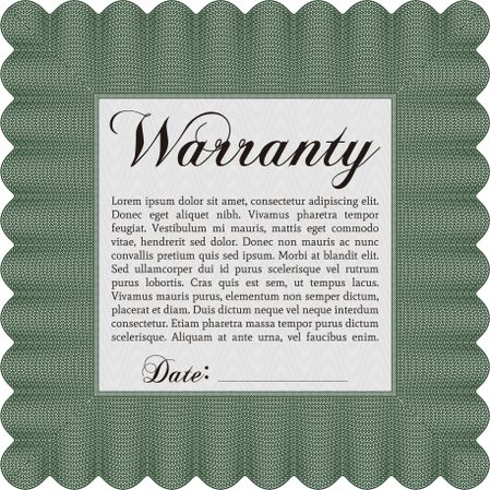 Warranty Certificate. Easy to print. Nice design. Detailed. 