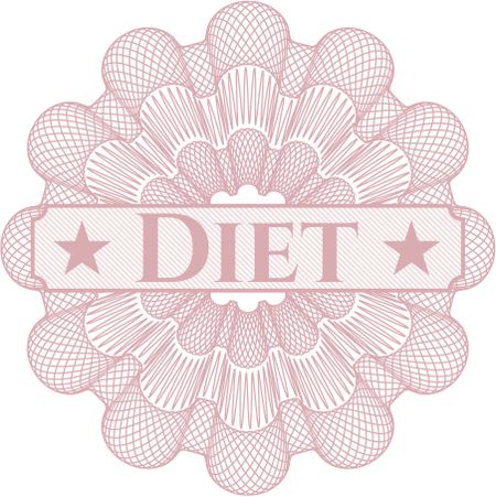 Diet written inside a money style rosette