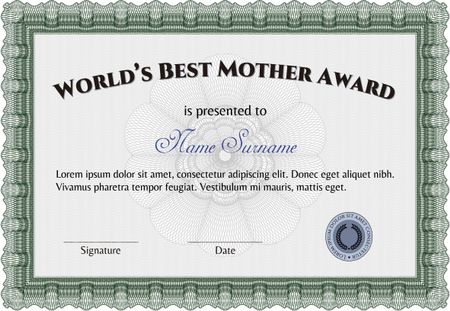 World's Best Mother Award Template. Customizable, Easy to edit and change colors. Excellent design. With complex background. 