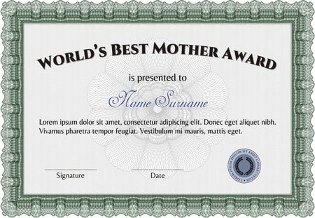 World's Best Mother Award Template. Customizable, Easy to edit and change colors. Excellent design. With complex background.