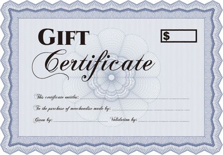 Gift certificate template. Printer friendly. Complex design. Detailed.