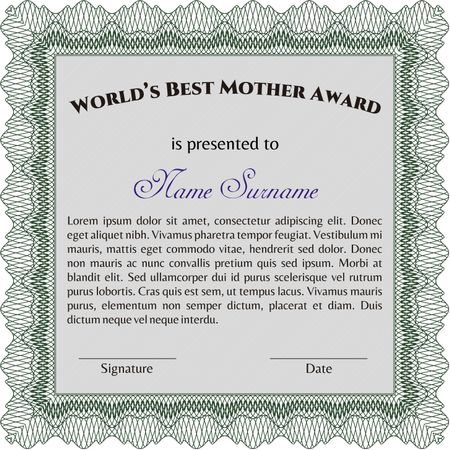 World's Best Mom Award Template. Cordial design. Customizable, Easy to edit and change colors. With background. 