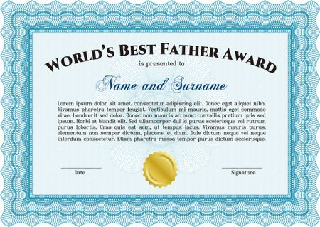 World's Best Dad Award Template. Cordial design. Customizable, Easy to edit and change colors. With background. 