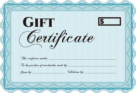 Gift certificate template. Printer friendly. Complex design. Detailed. 