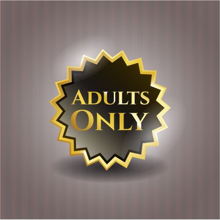 Adults Only gold shiny badge