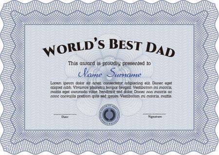 World's Best Father Award Template. Lovely design. Complex background. Customizable, Easy to edit and change colors.