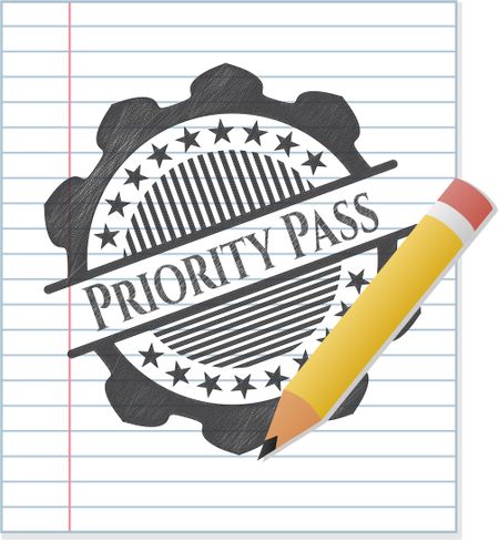 Priority Pass drawn with pencil strokes