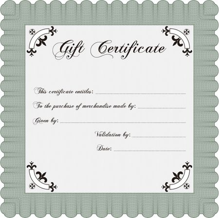 Vector Gift Certificate template. With guilloche pattern and background. Excellent complex design. Vector illustration. 