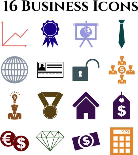 Set of 16 business icons. Minimal Modern.