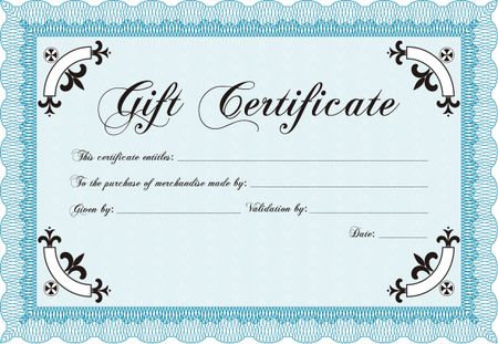 Formal Gift Certificate. Lovely design. Customizable, Easy to edit and change colors. Complex background.