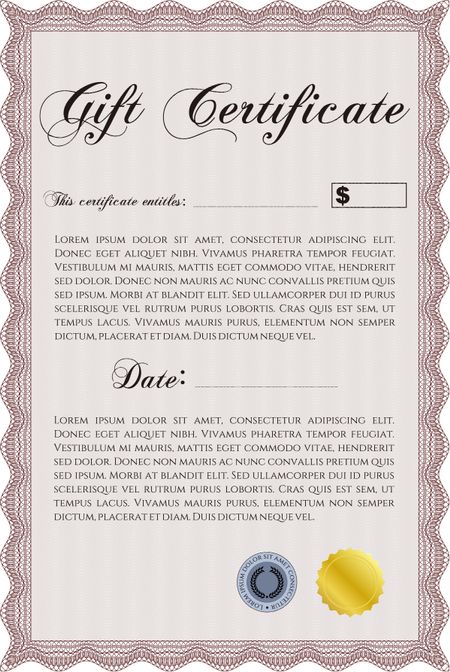 Gift certificate template. Border, frame. With linear background. Beauty design. 
