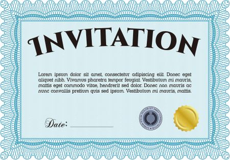 Vintage invitation. With guilloche pattern and background. Excellent complex design. Vector illustration. 
