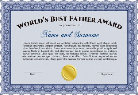 Best Father Award. Beauty design. With linear background. Border, frame. 