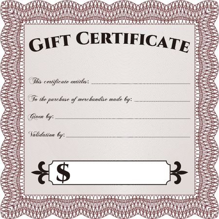 Gift certificate template. Border, frame. With linear background. Beauty design. 