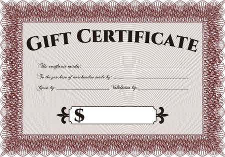 Gift certificate template. With linear background. Border, frame. Beauty design. 