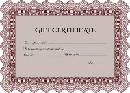 Formal Gift Certificate. With quality background. Border, frame. Superior design. 