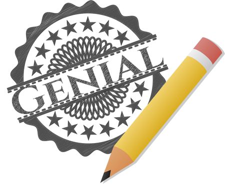 Genial emblem drawn in pencil