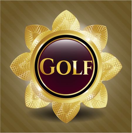 Golf golden emblem or badge