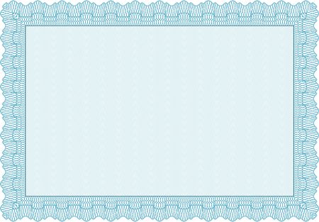 Diploma template. Excellent design. Vector illustration. With complex background. Light blue color.