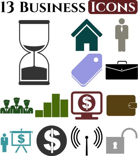 Set of 13 business icons. Minimal Modern.