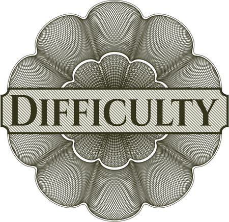 Difficulty written inside rosette