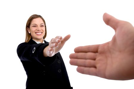 Business handshake isolated over a white background