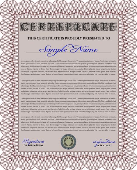 Red Certificate template. Detailed. Nice design. Printer friendly. 