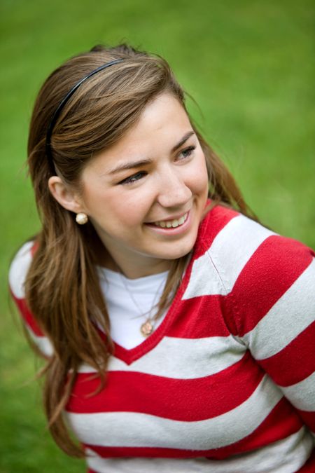 beautiful casual woman portrait smiling outdoors