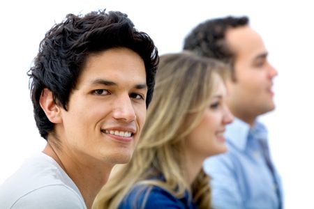 group of people smiling isolated over a white background