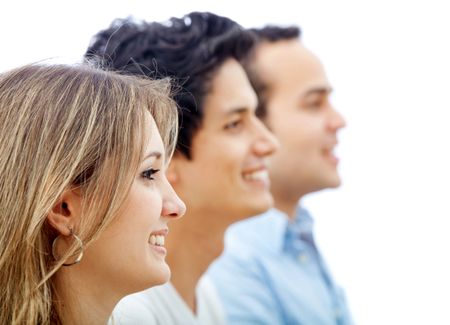 Profile of a group of people smiling isolated